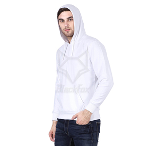 เสื้อฮู้ดสีขาวสำหรับผู้ชาย ทรงปกติ ผ้าฝ้ายเฟรนช์เทอร์รี่ สไตล์ลำลอง สีพื้น มีกระเป๋า เหมาะสำหรับใส่ในฤดูใบไม้ร่วง - Product Image 1
