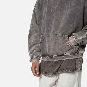 Nouveauté en promotion : Sweat à capuche ANAX SPORTS pour homme, délavé à l'acide, 100 % coton, coupe oversize, respirant, imperméable, haute qualité - Product Image 2