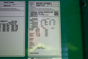 Générateur diesel Cummins 1000 kW 240 V 60 Hz 1800 tr/min à châssis ouvert pour usage commercial de secours - Product Image 6