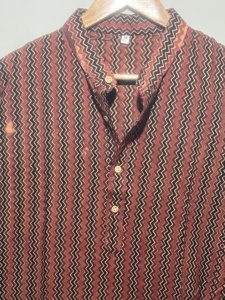 Premium Men’s Chevron <b>Printed</b> Classic Long Kurta | 100% Cotton Full Sleeve | Hand <b>Block</b> <b>Printed</b> Ethnic Wear Fashionable Kurta - Product Image 3