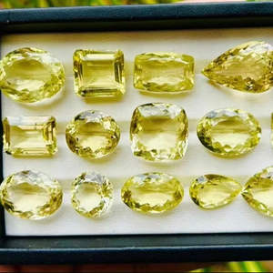 หินควอตซ์ตัดจากมะนาวสีเหลืองธรรมชาติใช้สำหรับทำเครื่องประดับ - Product Image 1