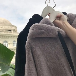 Otoño Invierno abrigos sólido dulce con capucha mujeres sueltas Casual cálido sudaderas con capucha señoras polar pulóver sudadera femenina - Product Image 5