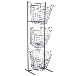 Atractiva Cesta Redonda de Alambre de Hierro para Frutas con Asas para Mesa, Cesta de Almacenamiento de Frutas y Verduras de 2 Niveles para Cocina - Product Image 2