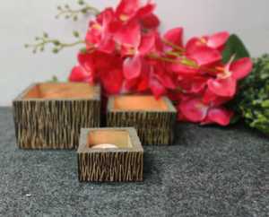 ไม้แกะสลักรูปเสาขนาดใหญ่สีน้ำตาลอ่อนของตกแต่งบ้านทำด้วยมือคุณภาพสูงเชิงเทียนไส้เทียนทีไลท์ธรรมชาติขนาดใหญ่ - Product Image 2