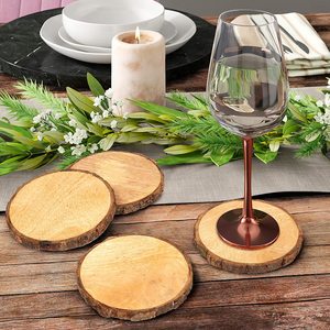 Set of Wooden <b>Drink</b> <b>Coasters</b> with Holder for Bar Kitchen Home-Promotional Cup <b>Coaster</b>" - Product Image 6