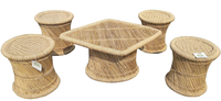 Tabouret de bar en bambou écologique à prix réduit, design antique, avec tressage en corde et assise rembourrée, pour comptoir et extérieur