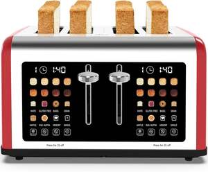 Tostadora de 4 Rebanadas con Pantalla Táctil, Tostadora de Acero Inoxidable con Temporizador Digital, Panel de Control Dual, 8 Ajustes de Tostado, 6 Tipos de Pan - Product Image 1
