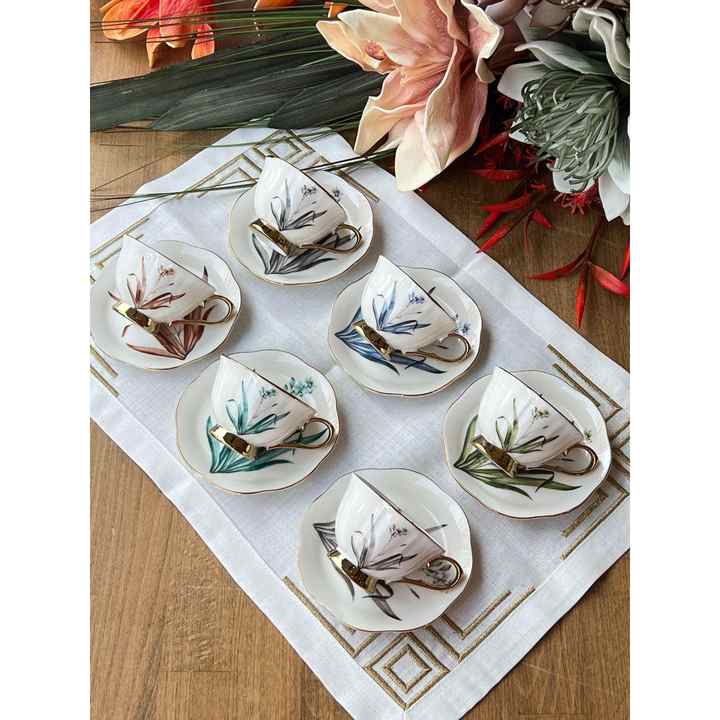 Turkish Coffee Cup Flower 12 Pieces for 6 People