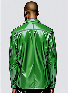 เสื้อหนังแท้มีกระเป๋า2ข้างสำหรับผู้ชาย, เสื้อหนังแท้มีกระดุมปกเสื้อเปิดลงลำลองเสื้อมอเตอร์ไซต์ผู้ชาย - Product Image 2