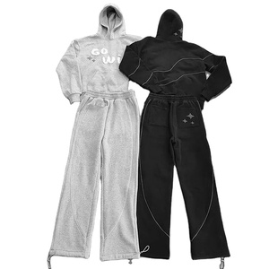 Heavy Cotton Hombres Mujeres Casual Street Wear Cuello redondo Oversize Baggy Sudadera y pantalones de chándal y conjunto con capucha Unisex 2026 - Product Image 1