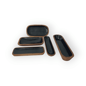 Artesanos indios pintados a mano, bandeja para servir de esmalte negro, mango, madera, resina, artesanía, aperitivos, festivales, fiestas, cocina, suministros para Hotel - Product Image 4