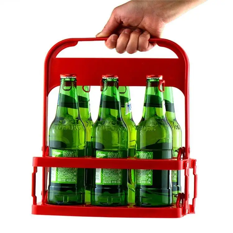 Portable en plastique pliable six pack bouteille transporteur pour la bière boisson Paniers 2 bouteille vin transporteur