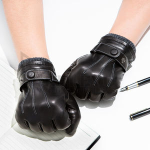 Gants en cuir pour homme, style classique simple, haute qualité, vente en gros, couleur noire, pour l'hiver, écran tactile, confortables, taille adaptée - Product Image 4