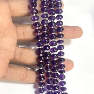 Vente en gros 7-8MM Améthyste Violet Rondelle Forme Lisse Pierres Précieuses Naturelles Perles Fournitures - Product Image 5