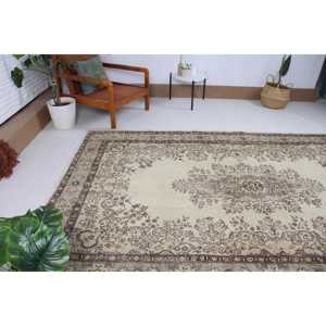 5.8x8.9 ft Rug, Turkish Vintage Large Rug, <b>Brown</b> <b>Wool</b> Rug - Product Image 4