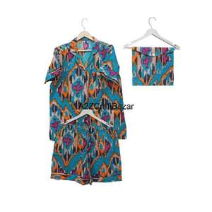 Ensemble de pyjama romantique à manches courtes pour femmes 100% coton doux respirant Fermeture à cordon Vêtement de nuit d'été - Product Image 5