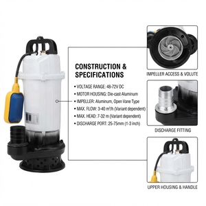 Bomba de Agua Solar Sumergible de CC sin Escobillas de 48V 60V 72V con Gran Caudal para Riego Agrícola - Product Image 3