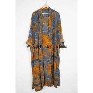 Kimono de Seda Suave para Mujer, Manga Larga, Estampado Floral, Estilo Bohemio, para Primavera/Verano, Ropa al por Mayor para Fiestas - Product Image 4