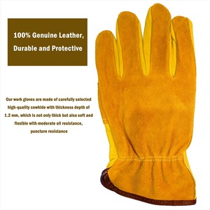 Gants de travail en cuir de vachette double épaisseur pour femmes, construction en cuir pleine fleur pour le jardinage, la conduite et le travail - Product Image 5
