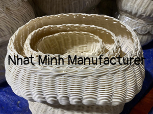 Scalloped Wicker <b>Basket</b> Set with Lids, Coastal Nursery <b>Storage</b>, Wicker <b>Storage</b> <b>Basket</b>, <b>Rattan</b> <b>Storage</b> <b>Basket</b>, Hanwoven Nhat Minh - Product Image 5