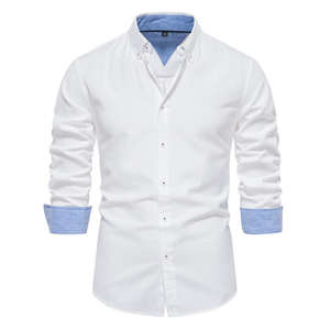 Camisa Casual Entallada para Hombre, Nueva Llegada 2026, 100% Algodón Satinado, Ecológica, Antiarrugas, Secado Rápido, Color Sólido, Manga Larga - Product Image 1