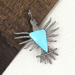 Colgante de Escorpión en Turquesa Azul |   Amuleto llamativo de plata con circonitas pavé |   Joyería de Piedras Preciosas con Diseño Animal, Regalo para Hombres y Mujeres - Product Image 4