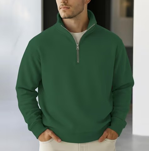 OEM Custom Logo Personalized 1/4 <b>Zip</b> Sweatshirt for Men Cotton/Polyester Blend Fleece Regular Fit Pullover Quarter Half <b>Zip</b> - Product Image 4
