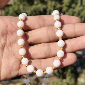 Natural White Onyx Beaded <b>Necklace</b> 8mm Round Smooth Onyx Jewelry Minimalist Wedding Gemstone <b>Necklace</b> Gift - Product Image 3