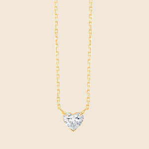 Collier cœur suspendu avec diamant taille cœur cultivé en laboratoire 0,14 carat F-VS en or massif 14 carats, cadeau romantique pour elle - Product Image 1