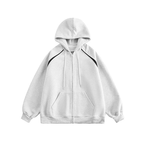 Sudadera con capucha personalizada Vintage manga larga contraste Color con capucha suelta moda Casual cremallera completa sudaderas con capucha para hombre 2025 - Product Image 3