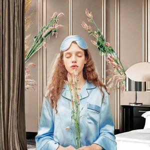 Ensemble court décontracté en satin de soie uni pour l'été, pyjama de Noël, vêtements de détente doux, pochette d'emballage, grande taille - Product Image 5