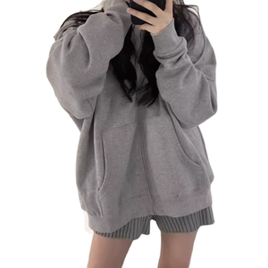 เสื้อฮู้ดดี้โอเวอร์ไซส์สำหรับผู้หญิงรุ่นใหม่ล่าสุดสำหรับฤดูหนาว  แบบเรียบๆ  สามารถสกรีนโลโก้ได้  ทรงไหล่ตก  ผลิตจากโพลีเอสเตอร์ 100% น้ำหนักเบา สไตล์สตรีทแวร์ - Product Image 6
