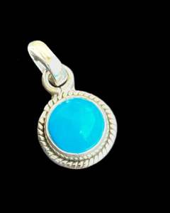 Lot Of Natural Copper Turquoise <b>Charm</b> <b>Silver</b> Plated Round Shape <b>Charm</b> Pendant Jewelry Making Lot Of Pendant - Product Image 2