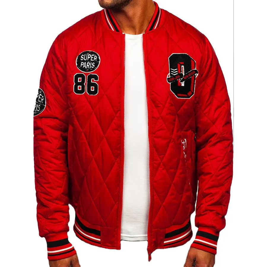 Borduurjack Mannen Plus Size Custom Letterman Leren Jas Streetwear Vierkant Kraag Jas Bomber Heren Varsity Jacks