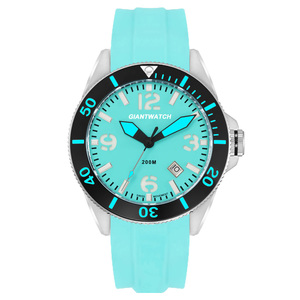 2024 Popular azul claro de acero inoxidable de silicona impermeable para hombres y mujeres relojes mecánicos automáticos Luminous <span class=keywords><strong>Diver</strong></span> 20mm - Product Image 4