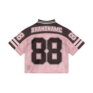 Custom Manufacturer Vintage American Football Jersey Oversized Knitted Mesh V-Neck <b>Crop</b> Boxy Sports Jersey for <b>Men</b> - Product Image 2