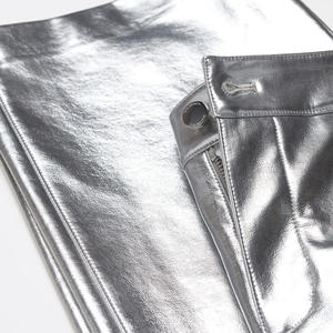 Mode pantalons en cuir femmes Streetwear extérieur pantalon en cuir blanc dames haute qualité Vintage pantalon en cuir - Product Image 5