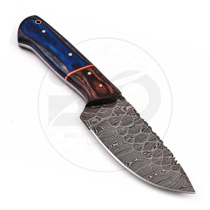 High Quality Outdoor <b>Camping</b> Knife Damascus Blade Hunting Knife with Leather Sheath multipurpose hunting <b>bench</b> made knives - Product Image 1