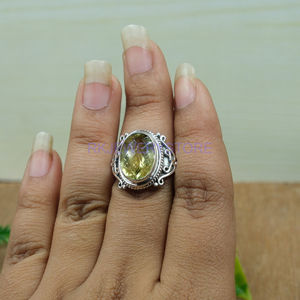 Anillo de Cuarzo Limón Natural, Anillo de Plata de Ley 925, Anillo de Compromiso, Anillo Grande, Anillo Boho para Joyería de Cuarzo Limón - Product Image 5