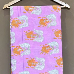 <b>Pink</b> Floral Handblock Print Cotton <b>Fabric</b>: Apparel & Decor, <b>Fabric</b> By Yard - Product Image 1