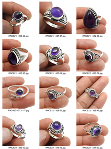Pierre précieuse d'améthyste violette naturelle Bague de forme ovale en argent sterling 925 faite à la main Bijoux Boho Prix de gros Fournisseur en vrac - Product Image 6