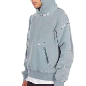 Sudadera con capucha vintage lavada con ácido de 100% algodón Color personalizado de secado rápido con logotipo personalizado Estilo de calle de invierno - Product Image 4