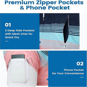 Shorts de bain pour hommes de qualité, faible MOQ, sous-vêtements, vêtements de plage décontractés, imprimés, séchage rapide, 100% coton, coupe-vent, écologiques - Product Image 2