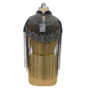 Capes scintillantes brodées à la main pour femmes tendance, longues franges, robes de soirée islamiques, tenues de créateur, vêtements du Moyen-Orient - Product Image 3