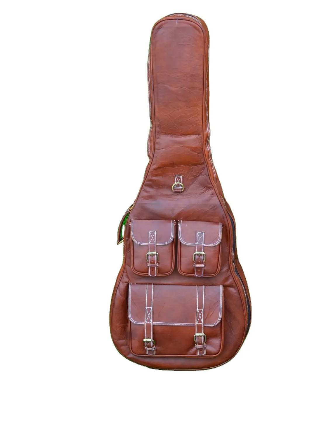 手作りの豪華な調節可能なケースOEM高品質の革耐久性のある調節可能なソフトストラップアコースティックエレクトリックギターバッグ