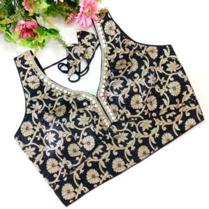 Blusa con cuello en V de poliéster informal moderna para adultos, patrón estampado, lámina de hilo con lentejuelas, trabajo elegante, decoración cosida de retazos, bodas - Product Image 6