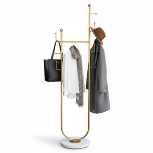 Bathroom <b>Shelves</b> Powder-Coated Iron Frame Clothes Rack with Artificial Stone Base KPT68015 - Product Image 1