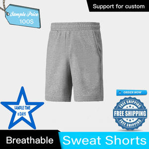 Pantalones Cortos Deportivos Casuales para Exteriores, Cintura Media con Cordón, Al Por Mayor, 100% Algodón, Felpa Francesa, Pantalones Cortos Deportivos para Hombre, Elásticos, Pierna Ancha, con Bolsillos - Product Image 4