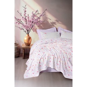 ชุดผ้าปูที่นอนลายดอกไลแลคสีม่วงสวยหวาน ผลิตจากผ้าฝ้าย สำหรับใช้ในบ้าน - Product Image 3
