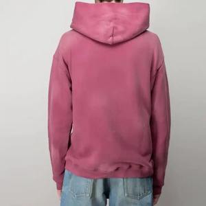 Sweat à capuche personnalisé vieilli lourd 100% coton pour hommes surdimensionné Vintage lavage à l'acide goutte épaule soleil délavé Look délavé surdimensionné - Product Image 5
